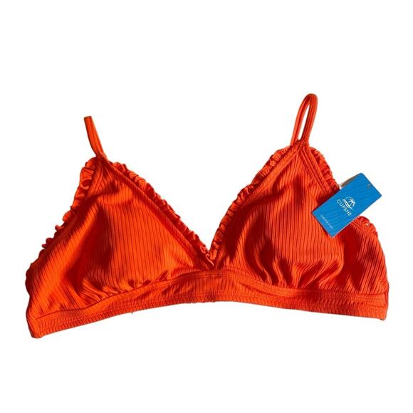 Cupshe Alegria Ruffle Ribbed Triangle Bikini Swimsuit Top Women’s Medium New - Picture 1 of 6